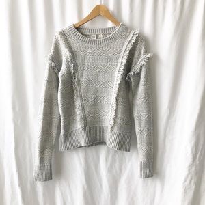 Gap grey fringe knit sweater